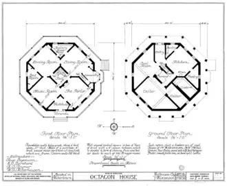 Plans du rez-de-chaussée (sous-sol) et du premier étage.