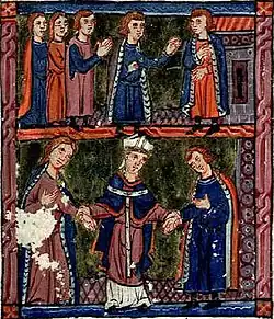 miniature du mariage de Guy de Lusignan et Sibylle.