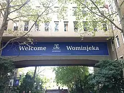 Building signage says Welcome - Wominjeka
