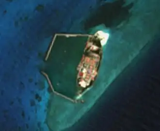 Image satellite de l'île Est du récif Ouest (île Đá Tây A)