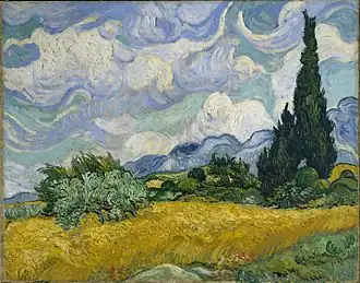 Cyprès aux blés d'or, Vincent van Gogh, 1889
