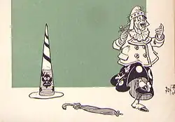 Illustration de W. W. Denslow représentant la méchante sorcière de l'ouest dans Le Magicien d'Oz de L. Frank Baum.