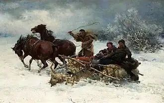 Loups attaquant un traîneau, vers 1880, Musée national de Varsovie