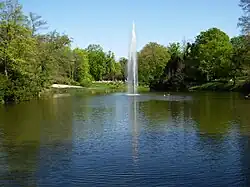 Le jet d’eau dans le parc.