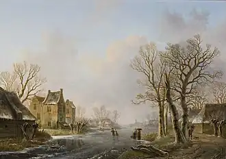 Patineurs sur une rivière gelée à Dordrecht, 1849, Musée d'Art d'Indianapolis.
