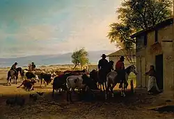 Scène de ranch, Monterey, Californie, 1875