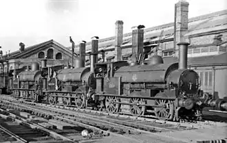 Trois locomotives à Wolverton (la quatrième est garée sur la droite).