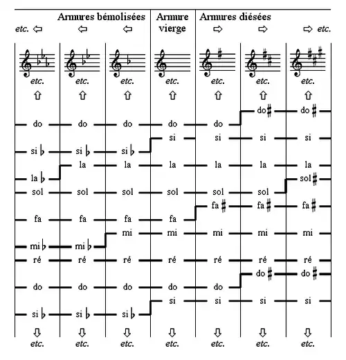 Transposition de l'échelle diatonique naturelle