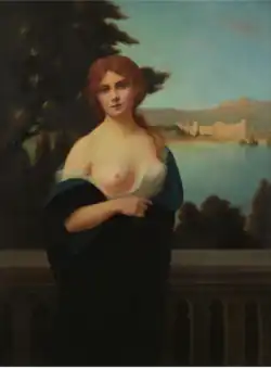Jeune femme dans un paysage.