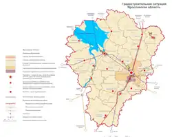 Carte de la position d'Ouglitch par rapport à l'oblast.