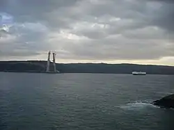 Les pylônes en cours de construction en janvier 2014.