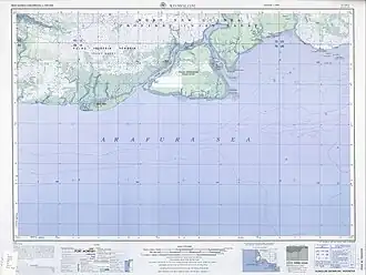 Carte de l'île de Komoran au Sud de Yos Sudarso