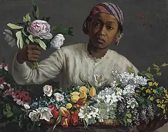 Frédéric Bazille, Jeune Femme aux pivoines, 1870
