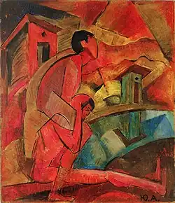 Saint Christophe portant le Christ qui, ici, a une taille d'adulte.