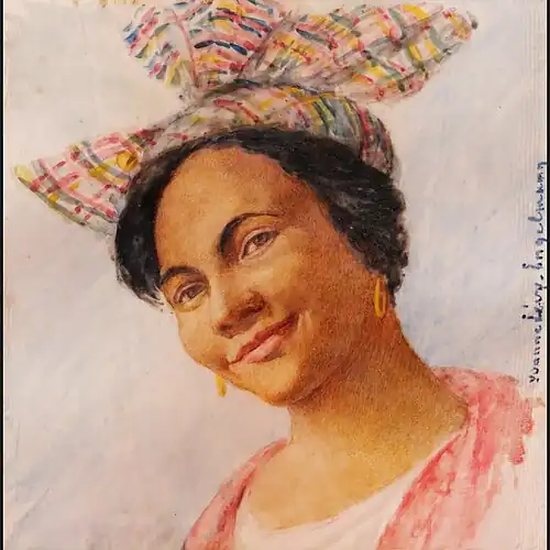 Doudou du Matouba (Guadeloupe), miniature sur ivoire, 1952.Collection privée.