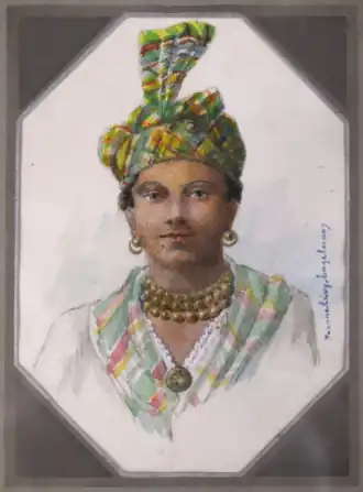 Femme de Saint-Claude, Guadeloupe, miniature sur vélin, vers 1948. Collection privée.