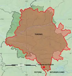 Carte en couleurs localisant deux agglomérations antiques.