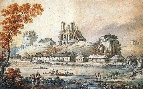 Ruines du château d'Ostroh, par Z. Vogel (1796).