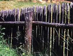 Palissade de jardin, aux pointes et à la hauteur symbolique plus que défensive.