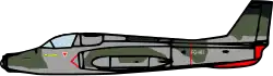 Schéma d'un avion d'attaque portant un camouflage vert et gris sans cocarde.