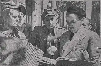 Leon Pietraszkiewicz, Czesław Piaskowski et Leonard Buczkowski sur le plan de Chansons interdites