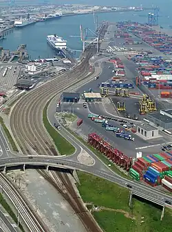 Le complexe ferroviaire "Westhoofd" (connecté à la ligne 51A) dans le port de Zeebruges.