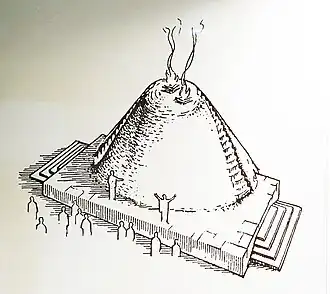 Dessin restituant l'autel de Zeus à Olympie.