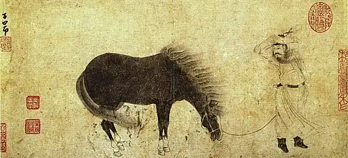 Zhao Mengfu 1254 1322 A l'unisson (Tiaoliang tu), ca. 1280, Peinture, encre sur papier feuille d'album 22,7x49&nbsp;cm, National Palace Museum, Taipei.
