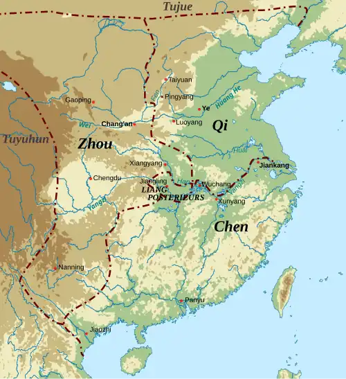 La situation politique de la Chine vers 572.