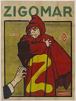 Affiche du film Zigomar, peau d'anguille (1913).