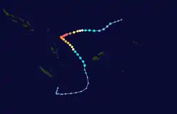 Trajectoire de Zoe dans le Pacifique sud.