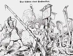 Un homme frappe à la hache sur des barrières et des panneaux de douanes.