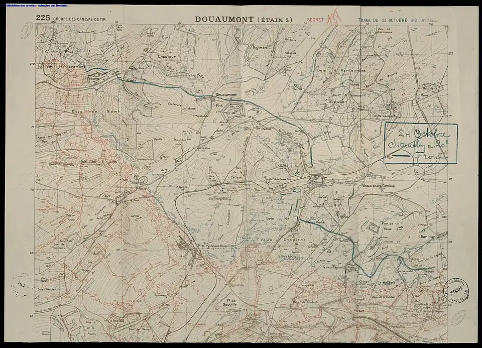 Front le 24 octobre 1916 à 20&nbsp;h. Fort de Vaux.