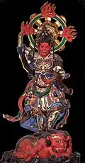 Une représentation japonaise de Zōchō, un des quatre rois célestes.