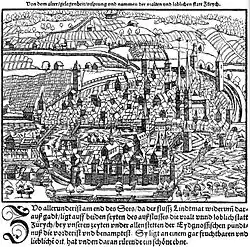 Zurich en 1548 d'après les chroniques de Stumpf.