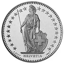Avers d'une pièce de 2 francs suisses.