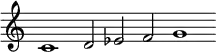  \relative c' { \cadenzaOn \omit Staff.TimeSignature \tempo 1 = 90 \set Score.tempoHideNote = ##t c1 d2 ees f g1 } 
