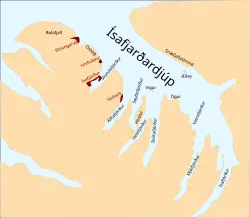 Carte de l'Ísafjarðardjúp.