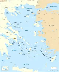 Carte de la mer Égée.