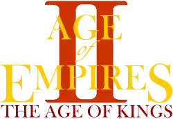 Age of Empires The Age of Kings est inscrit sur trois lignes et en fond figure un grand II de couleur rouge.