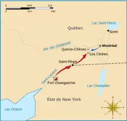 Carte montrant les mouvements précédant la bataille.
