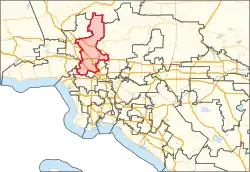 Description de l'image California's 30th congressional district in Greater Los Angeles (since 2023).svg.