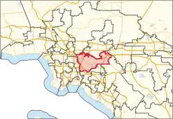 Description de l'image California's 38th congressional district in Greater Los Angeles (since 2023).svg.