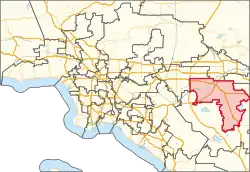 Description de l'image California's 39th congressional district in Greater Los Angeles (since 2023).svg.
