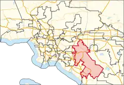 Description de l'image California's 40th congressional district in Greater Los Angeles (since 2023).svg.