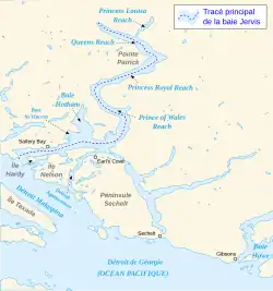Carte du Jervis Inlet.