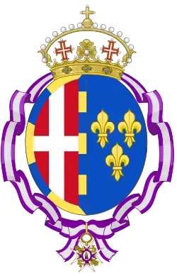 Description de l'image Coat of Arms of Hélène of Orléans, Duchess of Aosta (Order of Queen Maria Luisa).svg.