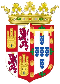 Description de l'image Coat of Arms of Isabella of Portugal, Queen Consort of Castile.svg.