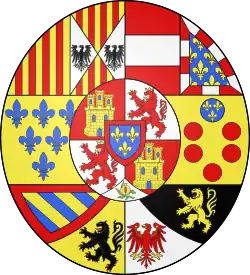 Description de l'image Coat of arms of Bourbon-Spain 1761 (oval).svg.