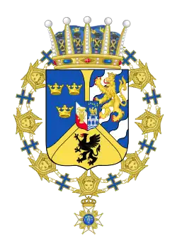 Description de l'image Coat of arms of Prince Wilhelm, Duke of Södermanland (1907).svg.